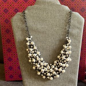 Pearl/gem cluster necklace